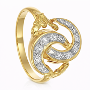Anello da donna in oro giallo e oro bianco 18 carati