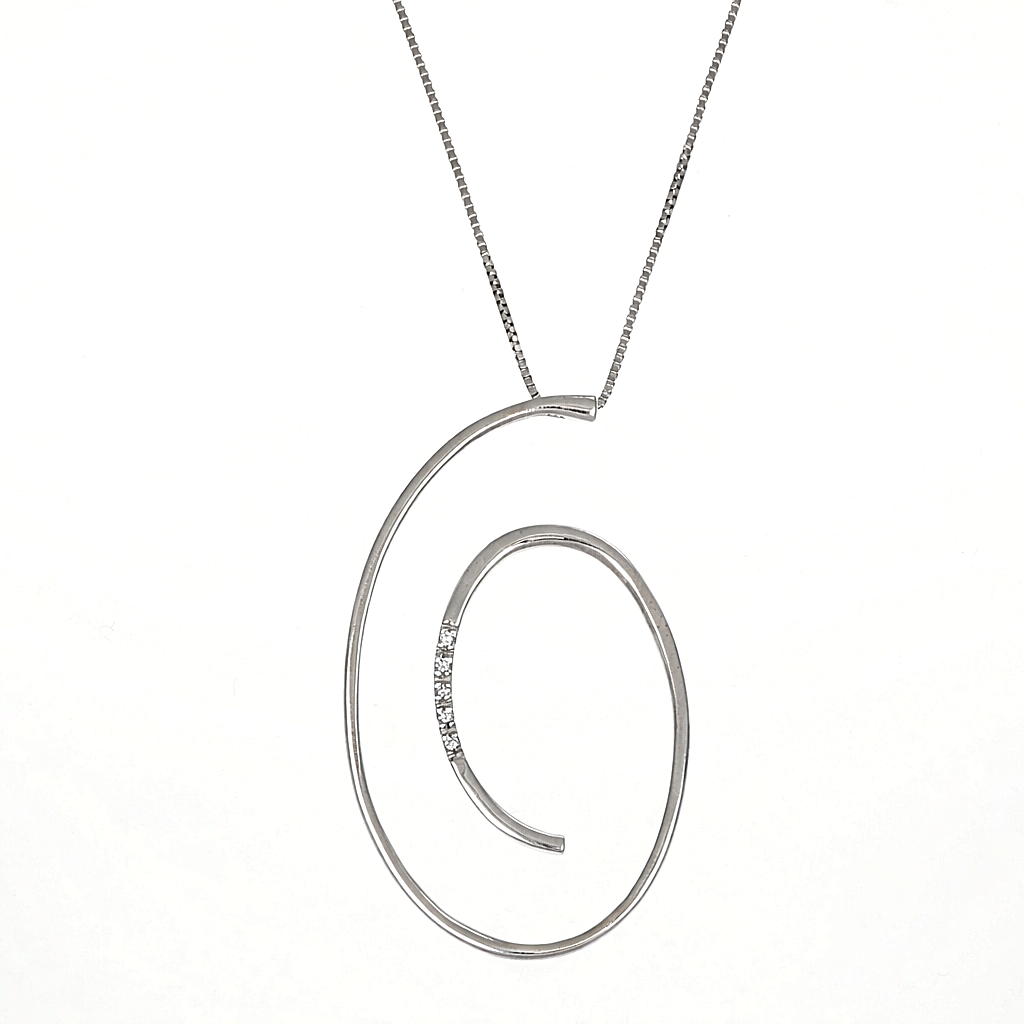 Collana con ciondolo - 18 carati Oro bianco - 0.05ct. tw. Diamante (Naturale)