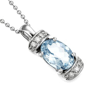 Collana - 18 carati Oro bianco - 1.09ct. tw. Acquamarina - Diamante