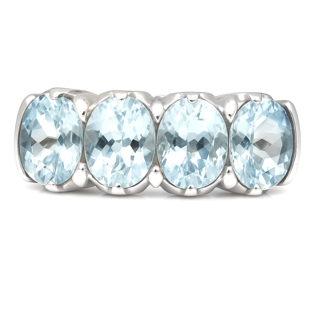 Anello - 18 carati Oro bianco - 5.00ct. tw. Acquamarina