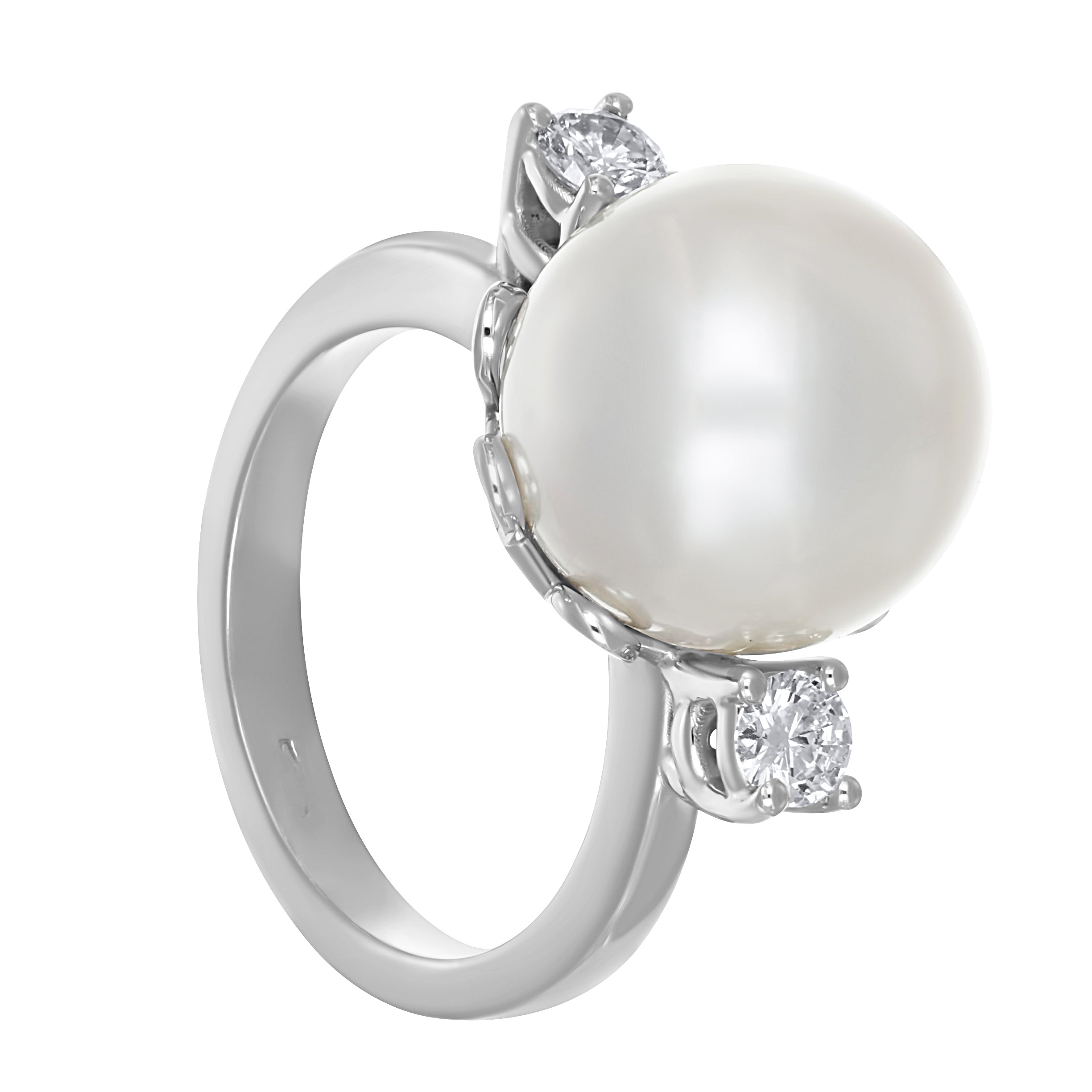 Anello - 18 carati Oro bianco - 0.40ct. tw. Diamante (Naturale) - Perla