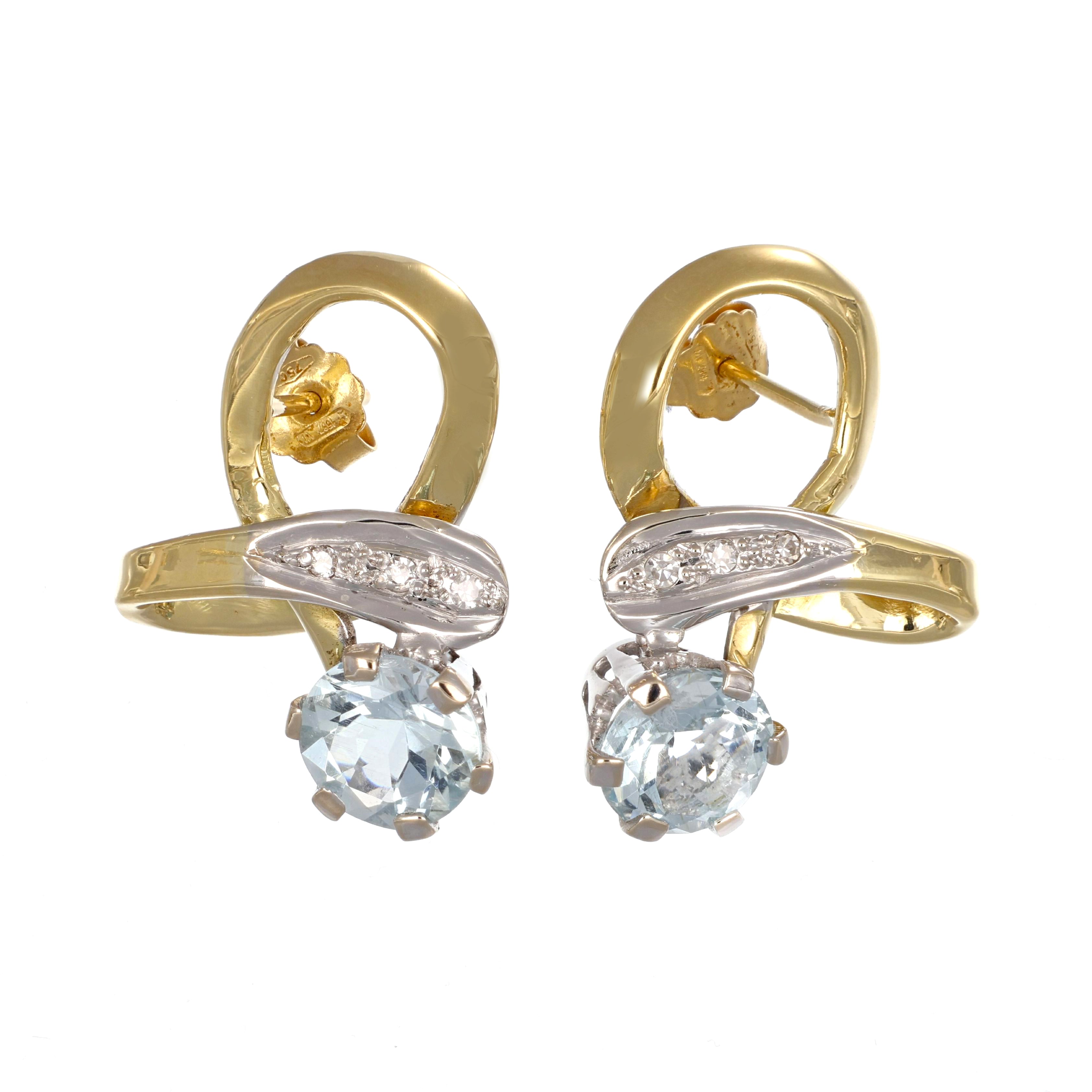 Orecchini - 18 carati Oro bianco, Oro giallo - 6.10ct. tw. Acquamarina - Diamante