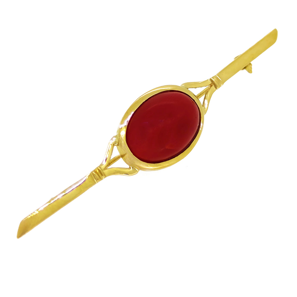 18 carati Oro Giallo - Spilla - Corallo rosso del mediterraneo da 11.80 x 17.25 mm
