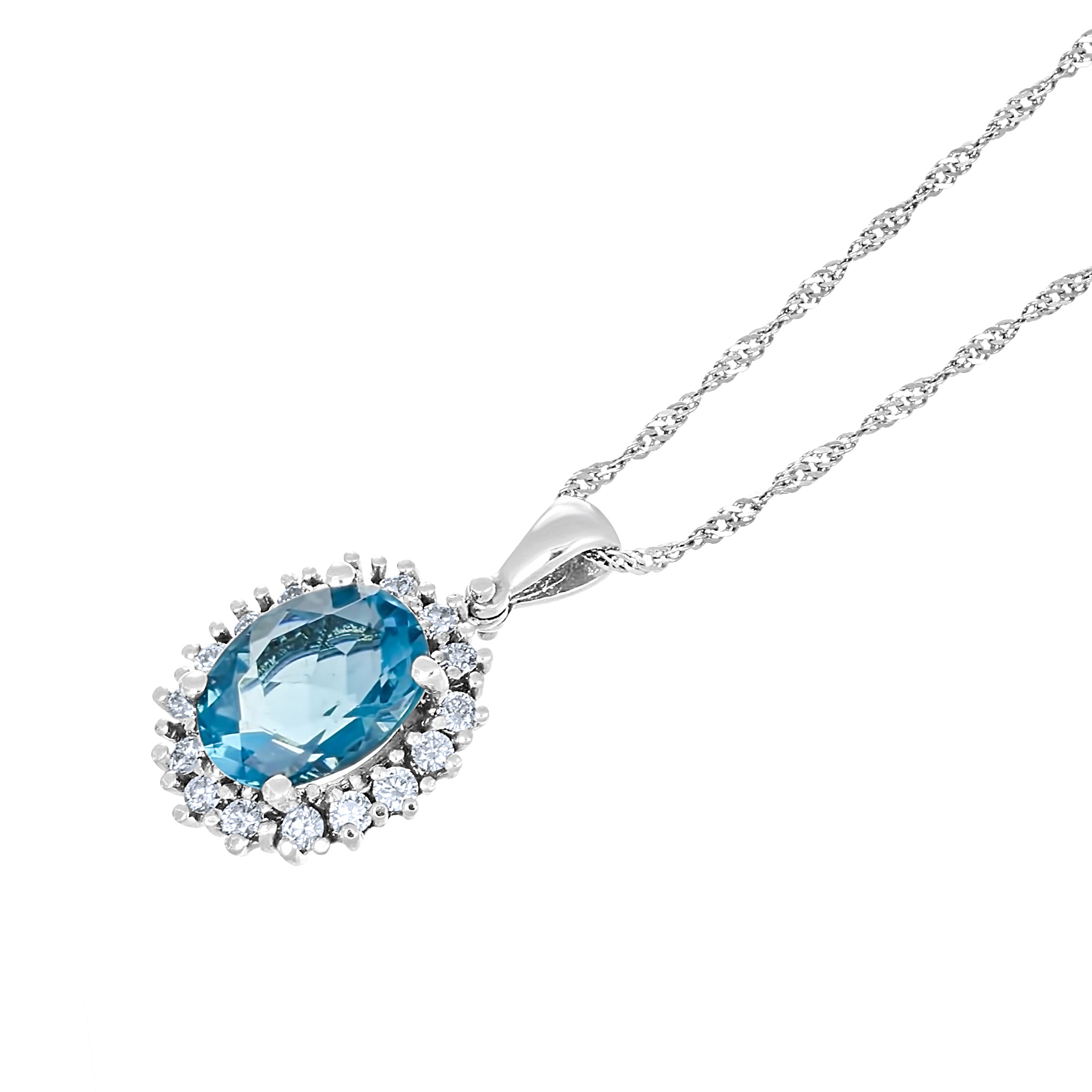 Collana con ciondolo - 18 carati Oro bianco - 2.56ct. tw. Topazio - Diamante