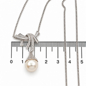Collana - 18 carati Oro bianco Perla - Diamante - Made in Italy - Handmade