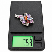 Ciondolo - 14 carati Oro bianco, Acquamarina - Zaffiri rosa - Ametista - Zaffiro blu - Granato - Diamanti - 4.05ct. tw. - Handmade - Made in Italy