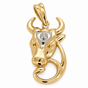 Ciondolo - 18 carati Oro giallo, Oro bianco - 0.03ct. tw. Diamante (Naturale) - Made in Italy - HandMade