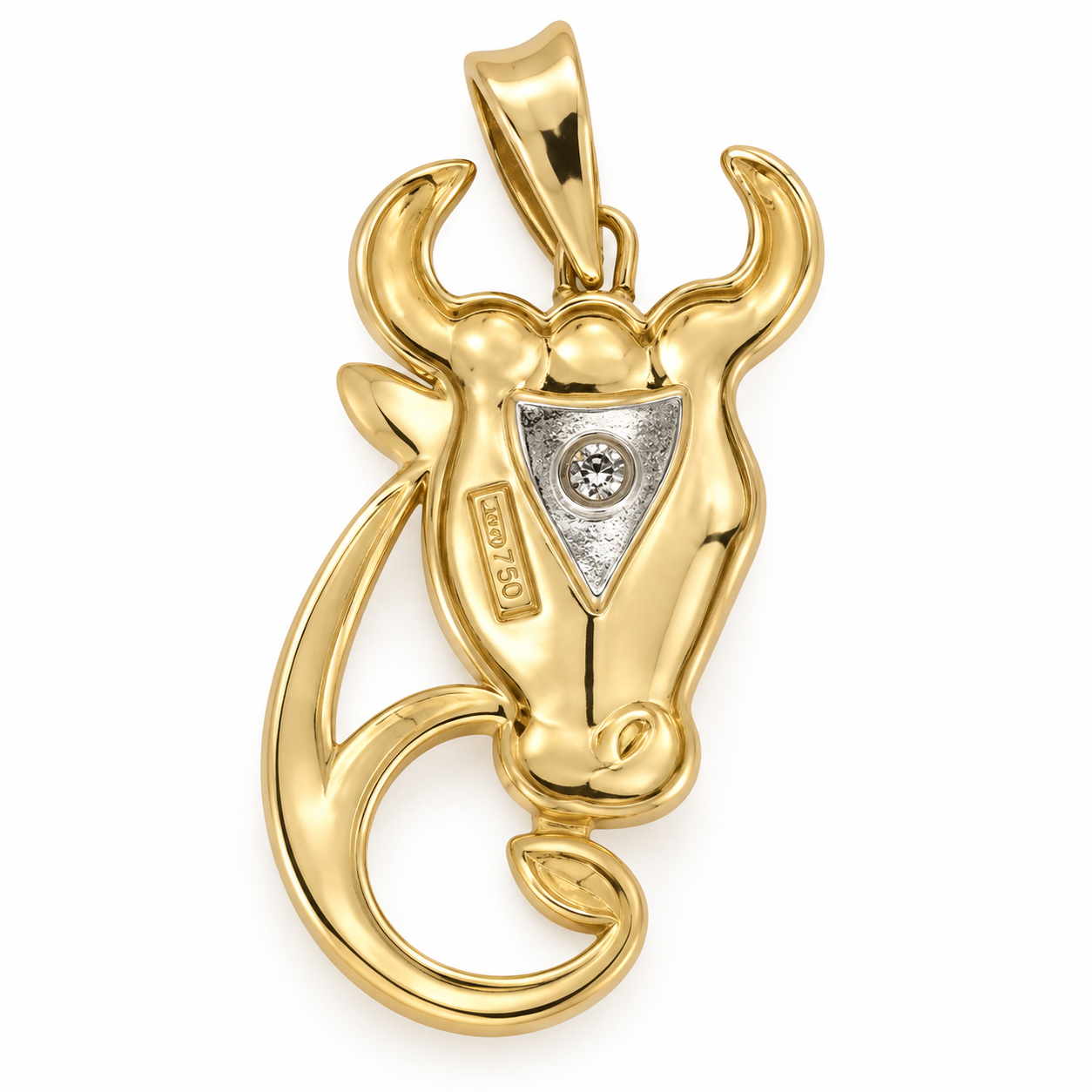 Ciondolo - 18 carati Oro giallo, Oro bianco - 0.03ct. tw. Diamante (Naturale) - Made in Italy - HandMade