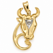 Ciondolo - 18 carati Oro giallo, Oro bianco - 0.03ct. tw. Diamante (Naturale) - Made in Italy - HandMade