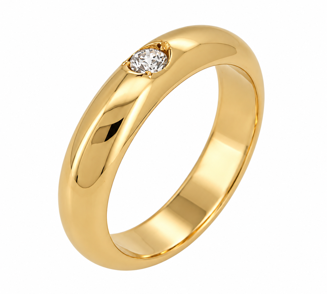 Anello - 18 carati Oro giallo - 0.07ct. tw. Diamante (Naturale) - Made in Italy - Handmade