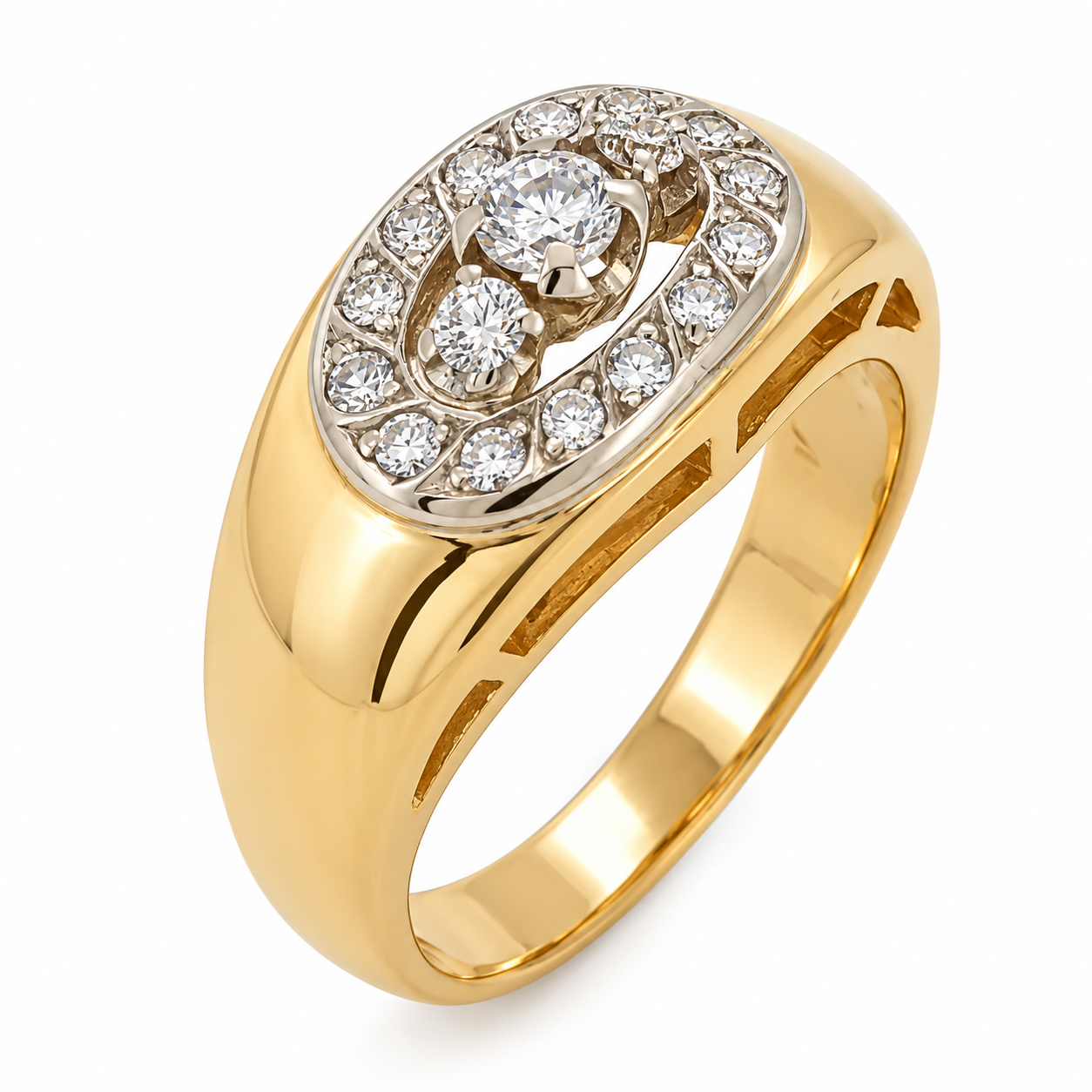 Anello - 18 carati Oro giallo, Oro bianco - 0.42ct. tw. Diamante (Naturale) - Made in Italy - Handmade