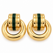 Orecchini - 18 carati Oro giallo, Smalto Verde - Made in Italy - Handmade