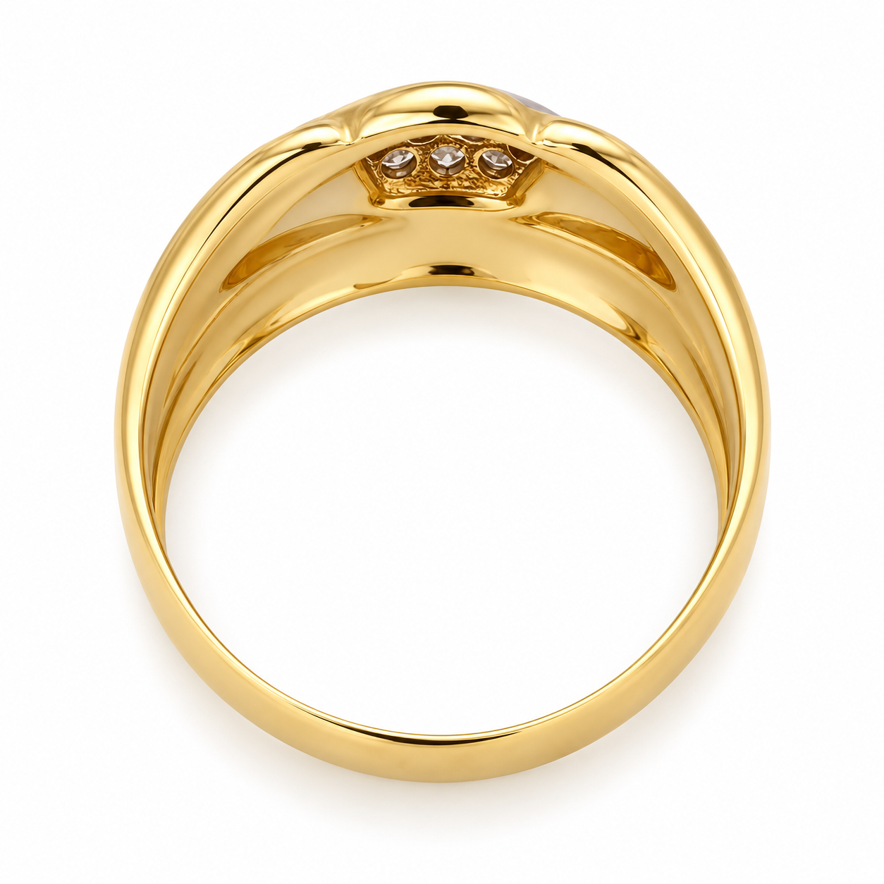 Anello - 18 carati Oro giallo, Oro bianco - 0.10ct. tw. Diamante (Naturale) - Made in Italy - Handmade