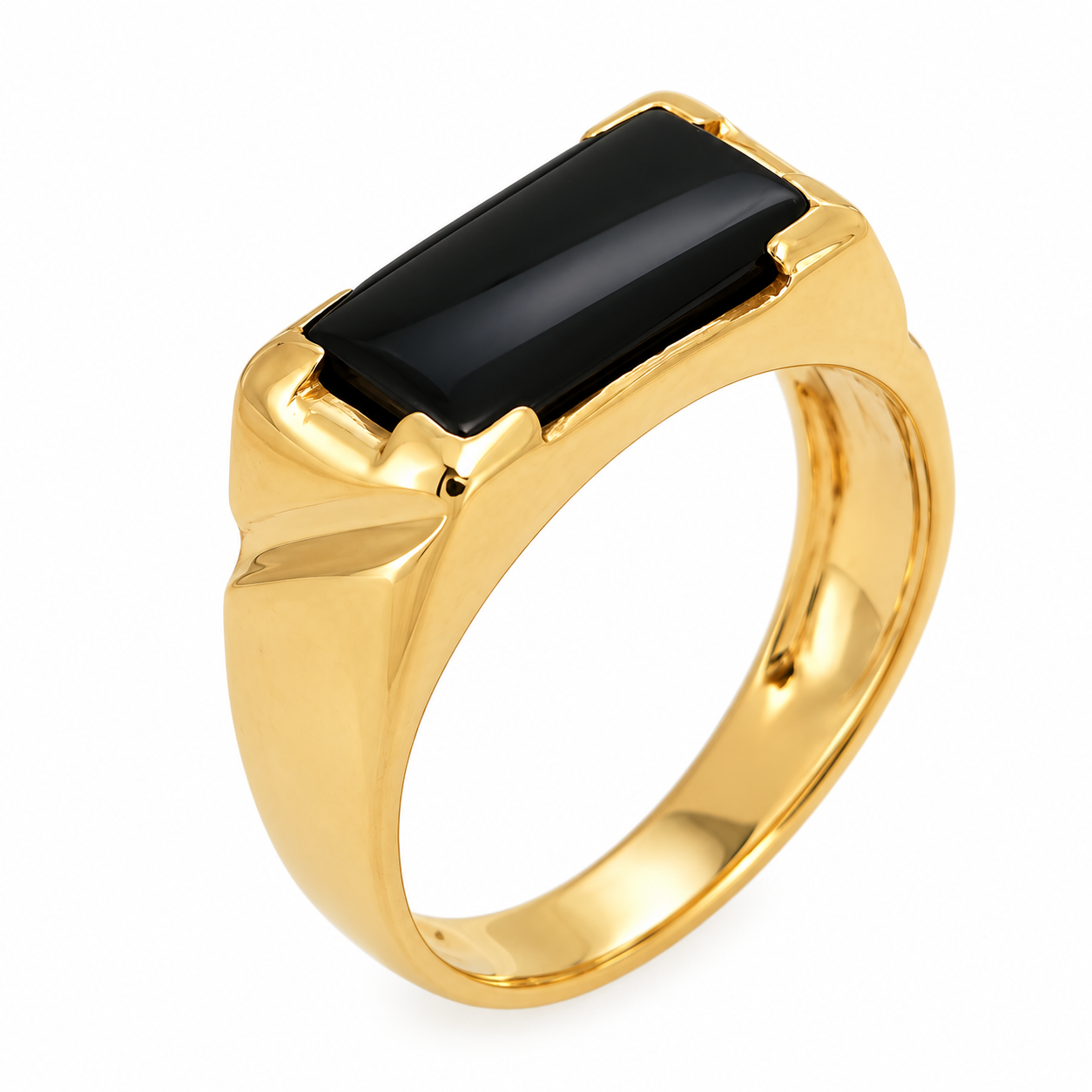 Anello - 18 carati Oro giallo Onice - Made in Italy - Handmade