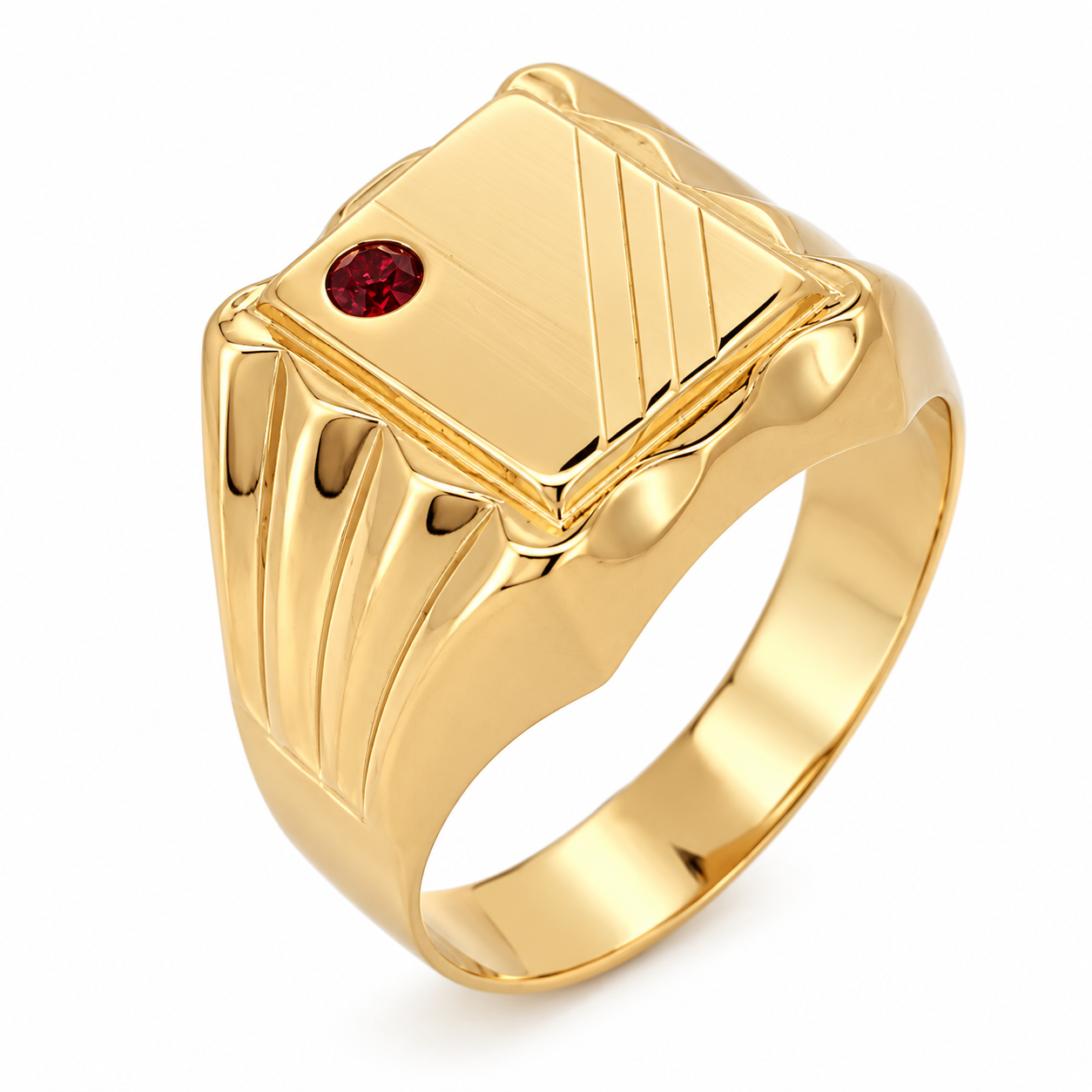 Anello - 18 carati Oro giallo - 0.05ct. tw. Rubino - Made in Italy - Handmade