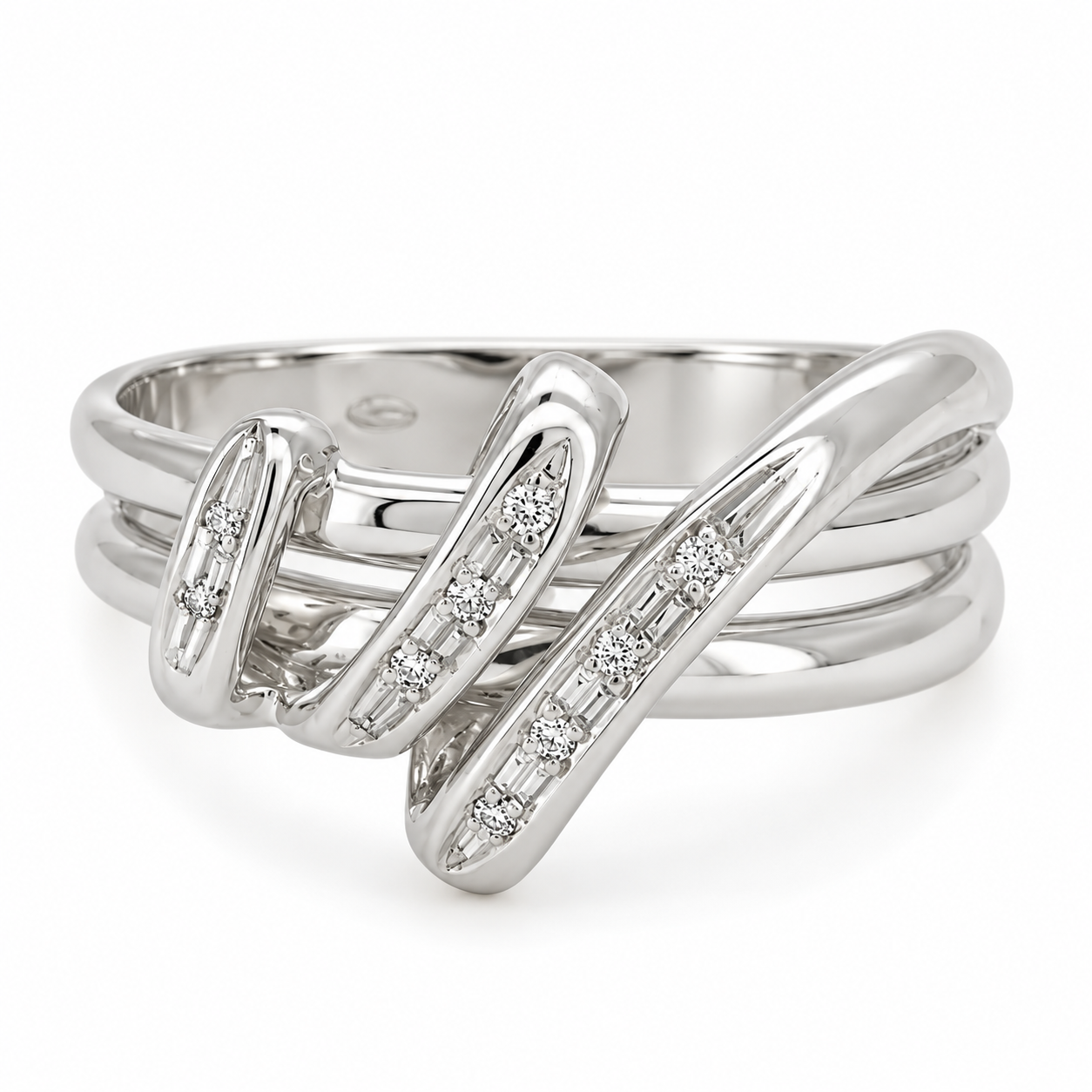 Anello - 18 carati Oro bianco - 0.09ct. tw. Diamante (Naturale) - Made in Italy - Handmade