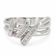 Anello - 18 carati Oro bianco - 0.09ct. tw. Diamante (Naturale) - Made in Italy - Handmade