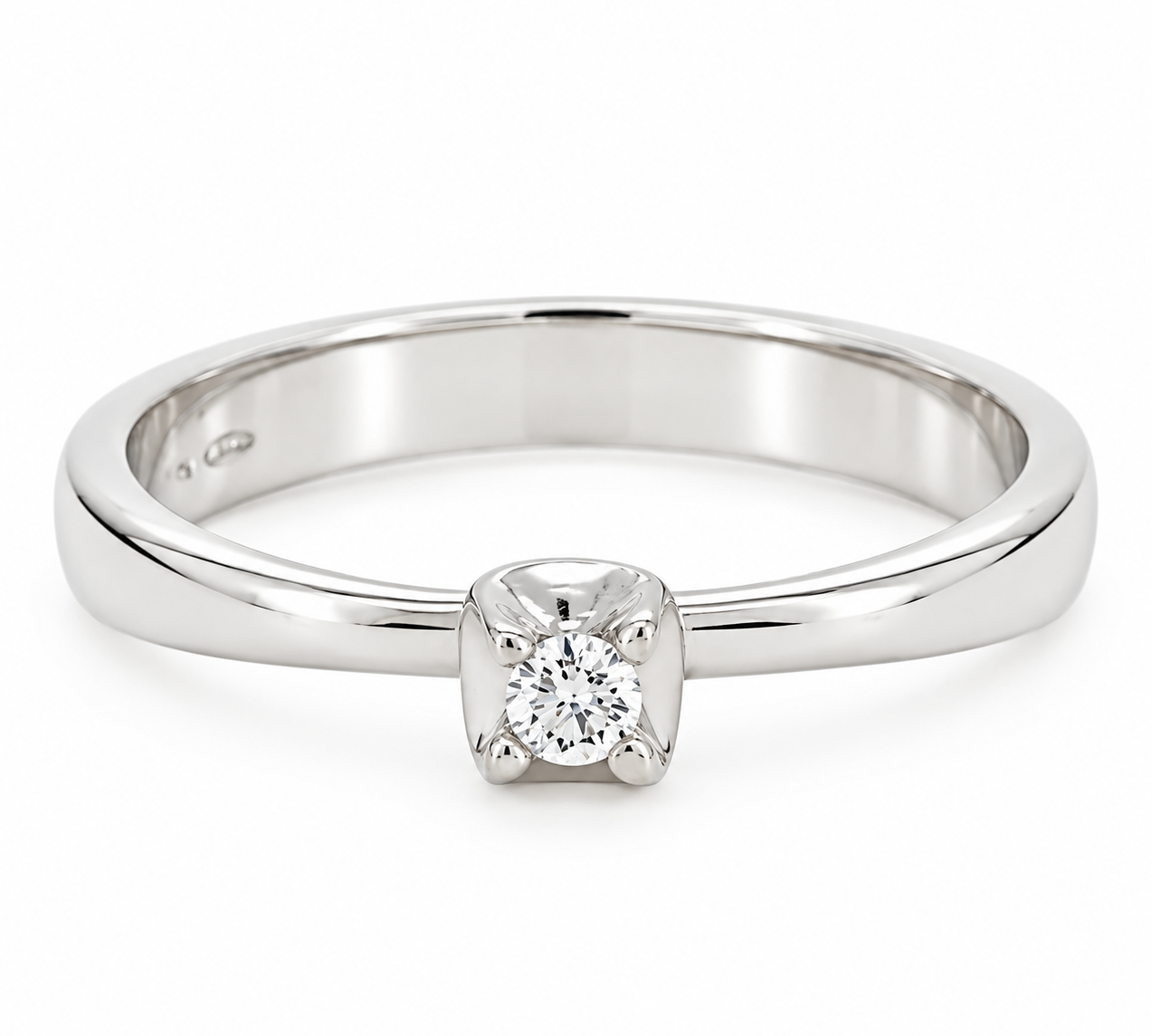 Anello - 18 carati Oro bianco - 0.05ct. tw. Diamante (Naturale) - Made in Italy - Handmade