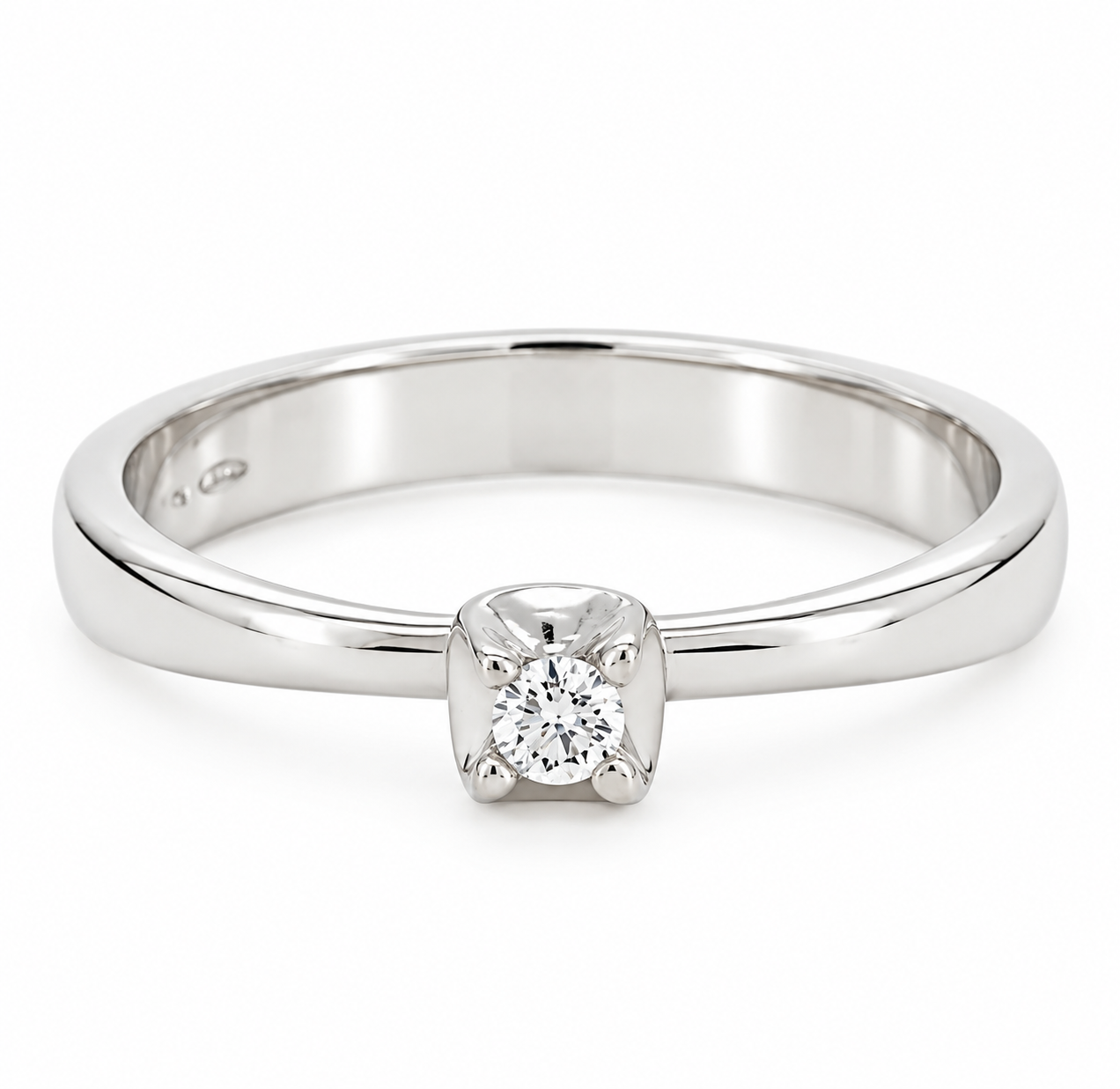 Anello - 18 carati Oro bianco - 0.05ct. tw. Diamante (Naturale) - Made in Italy - Handmade