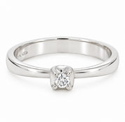 Anello - 18 carati Oro bianco - 0.05ct. tw. Diamante (Naturale) - Made in Italy - Handmade