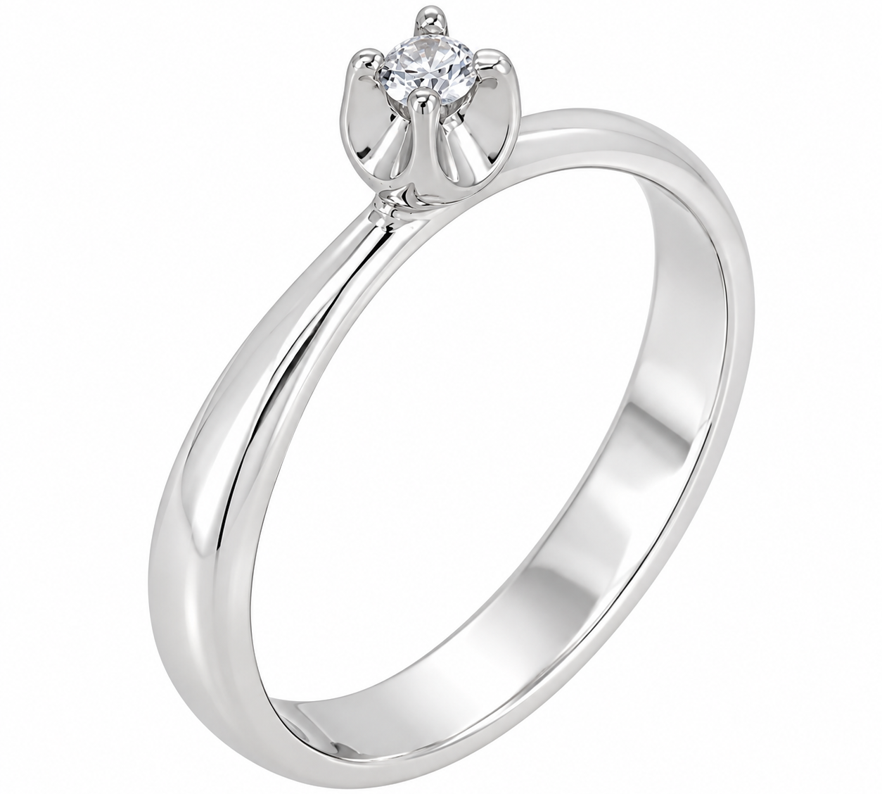 Anello - 18 carati Oro bianco - 0.05ct. tw. Diamante (Naturale) - Made in Italy - Handmade