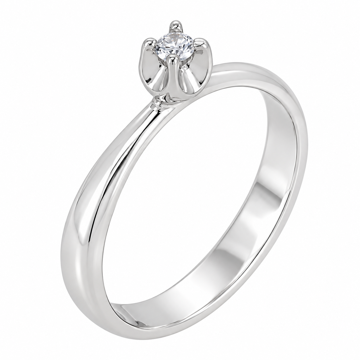 Anello - 18 carati Oro bianco - 0.05ct. tw. Diamante (Naturale) - Made in Italy - Handmade