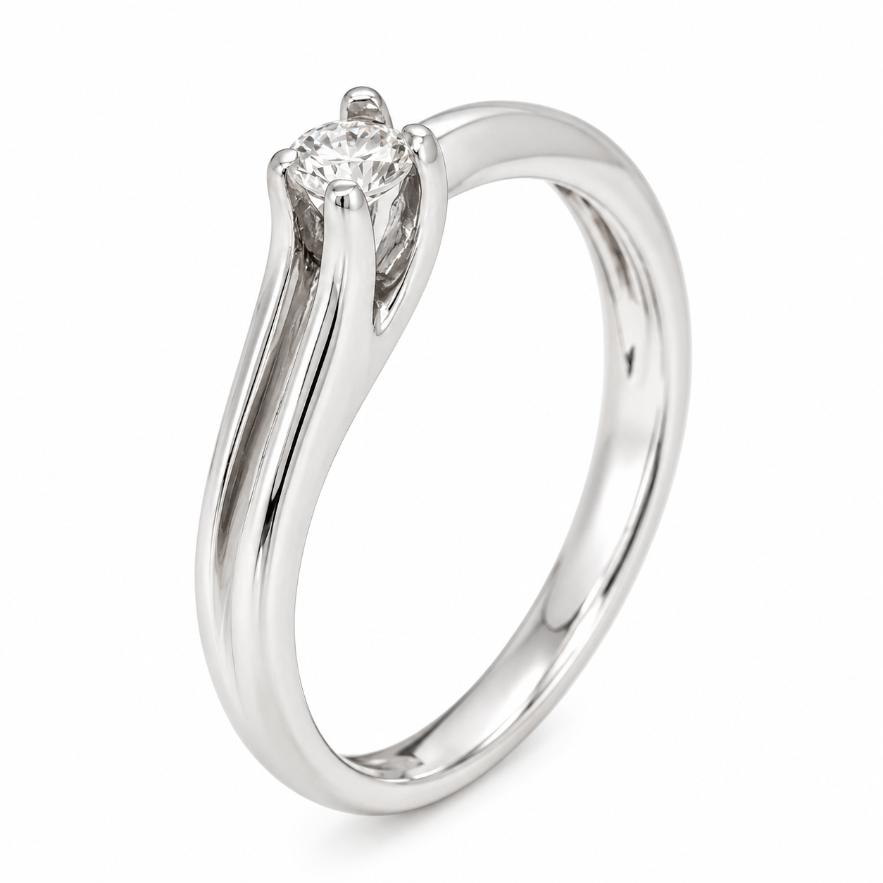 Anello - 18 carati Oro bianco - 0.09ct. tw. Diamante (Naturale) - Made in Italy - Handmade