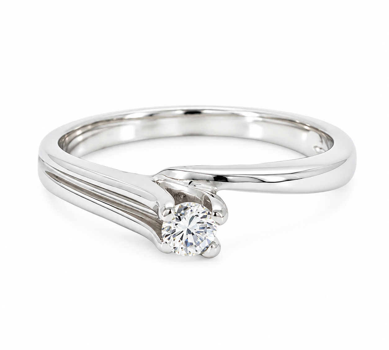 Anello - 18 carati Oro bianco - 0.09ct. tw. Diamante (Naturale) - Made in Italy - Handmade