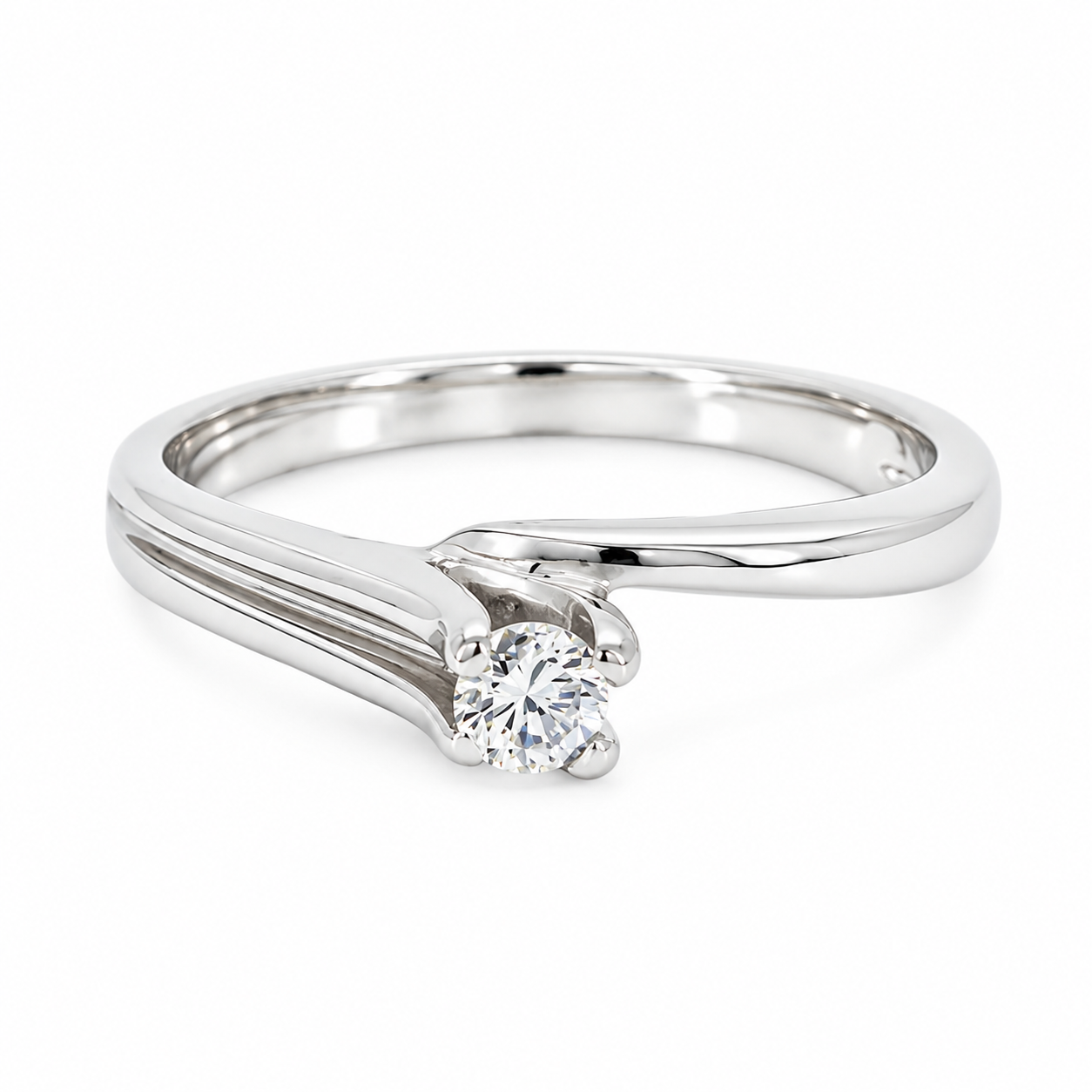 Anello - 18 carati Oro bianco - 0.09ct. tw. Diamante (Naturale) - Made in Italy - Handmade