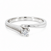 Anello - 18 carati Oro bianco - 0.09ct. tw. Diamante (Naturale) - Made in Italy - Handmade