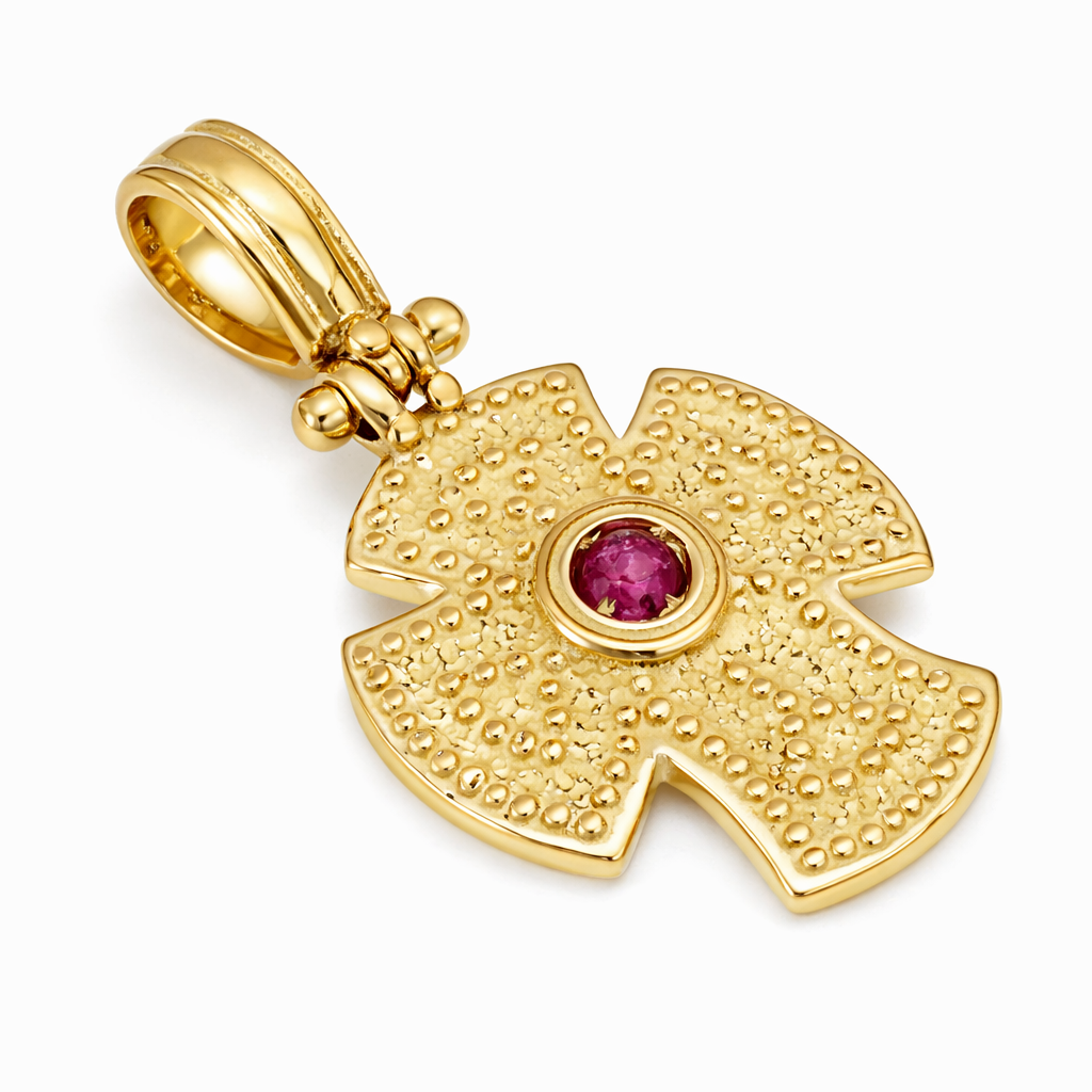 Ciondolo - 18 carati Oro giallo - 0.04ct. tw. Rubino