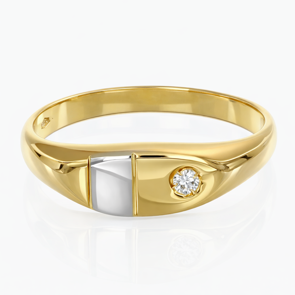 Anello - 18 carati Oro bianco, Oro giallo - 0.03ct. tw. Diamante (Naturale)
