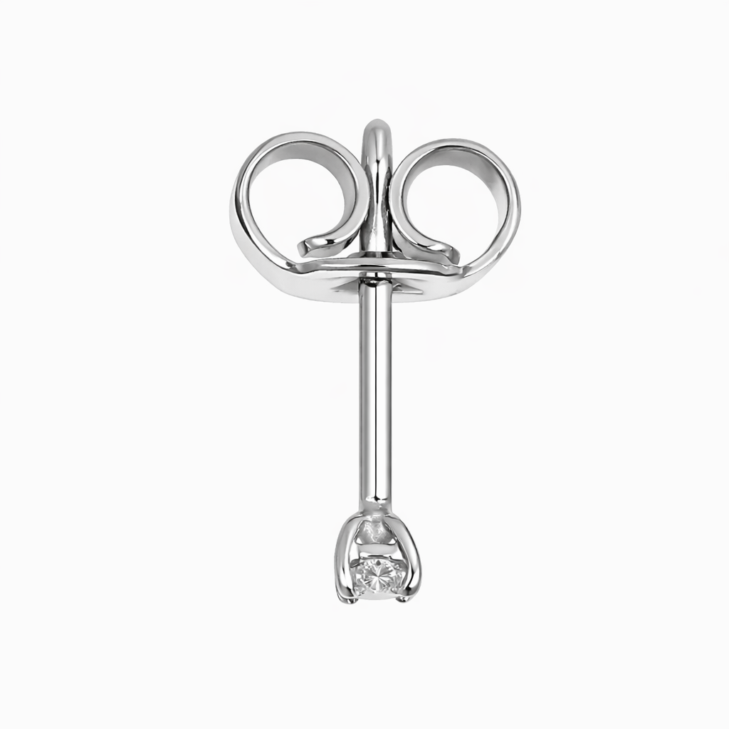Orecchino singolo - 18 carati Oro bianco - 0.03ct. tw. Diamante (Naturale)