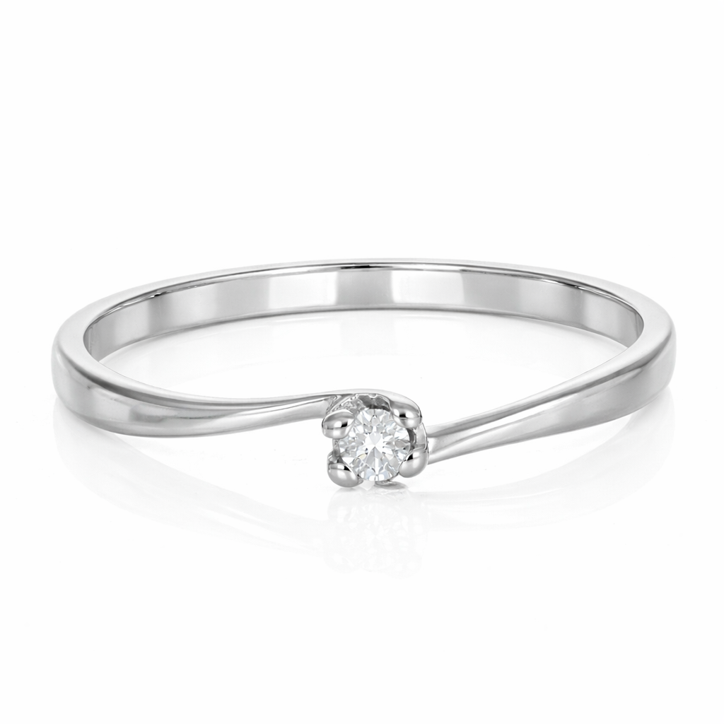 Anello - 18 carati Oro bianco - 0.05ct. tw. Diamante (Naturale)