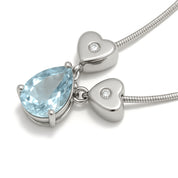 Collana con ciondolo - 18 carati Oro bianco - 0.78ct. tw. Acquamarina - Diamante