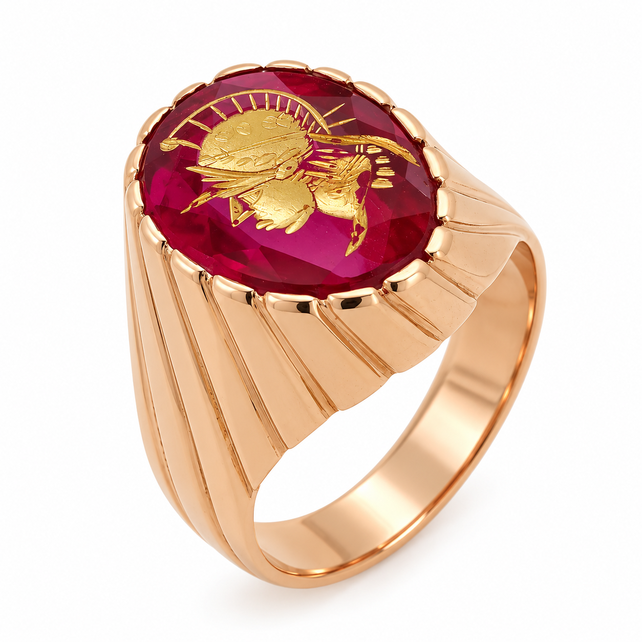 Anello - 18 carati Oro giallo Pietra preziosa sintetica - Made in Italy - Handmade