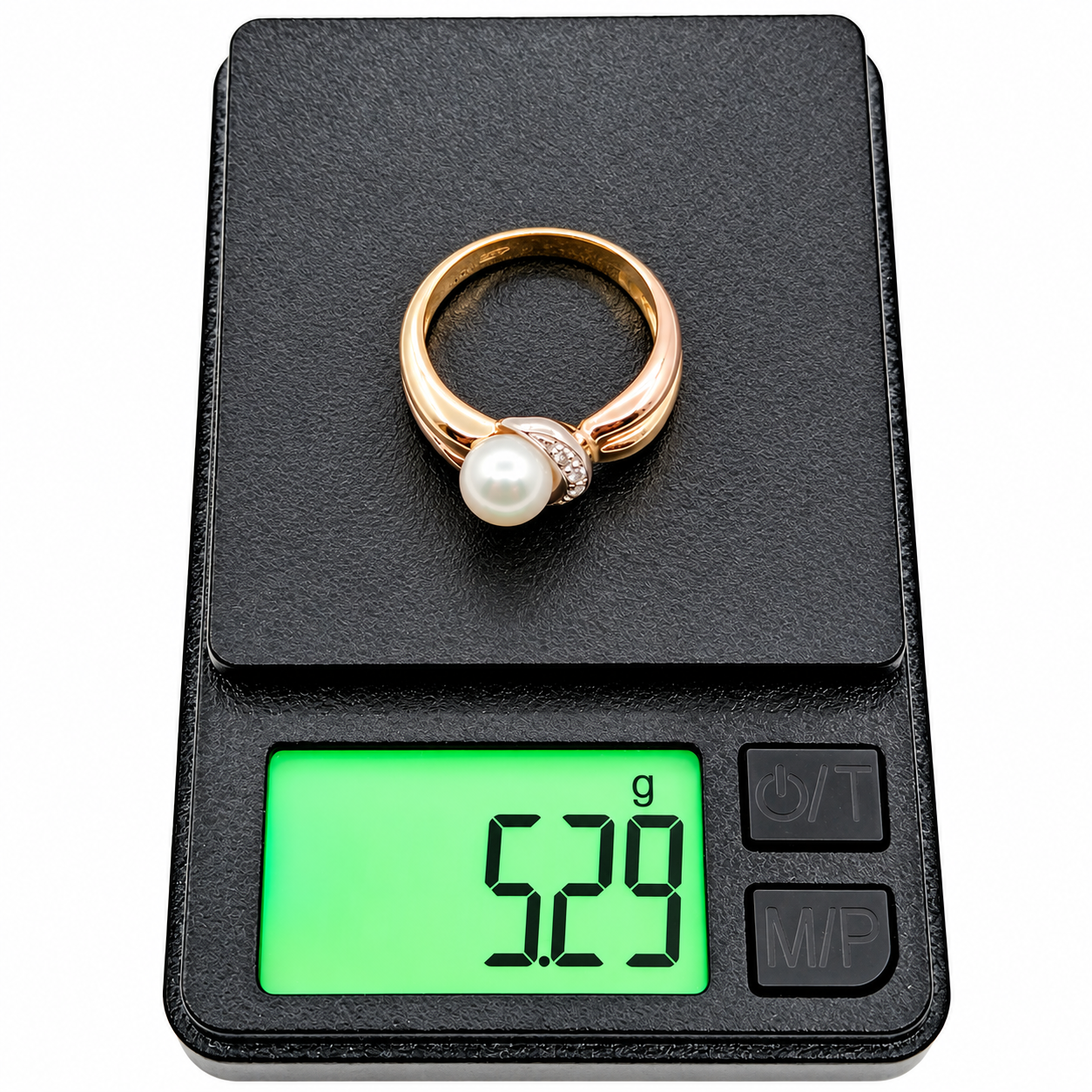 Anello - 18 carati Oro bianco, Oro rosa, Oro giallo - 0.10ct. tw. Diamante (Naturale) - Perla