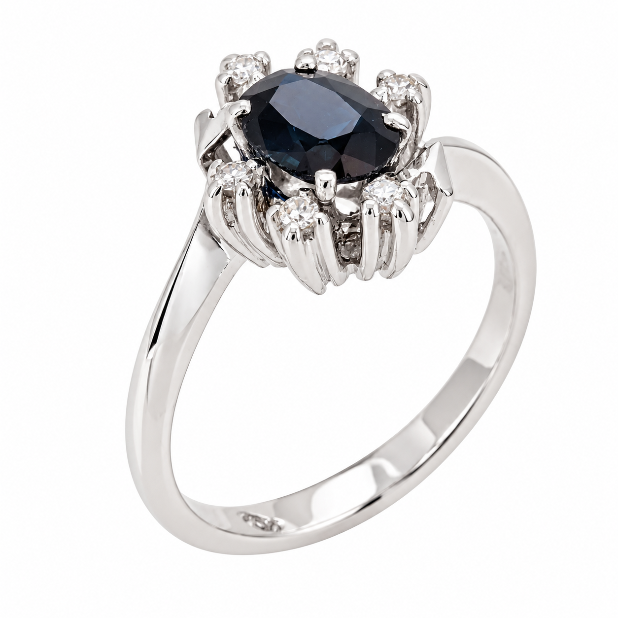 Anello - 18 carati Oro bianco - 1.00ct. tw. Zaffiro - Diamante - Made in Italy - Handmade