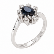 Anello - 18 carati Oro bianco - 1.00ct. tw. Zaffiro - Diamante - Made in Italy - Handmade