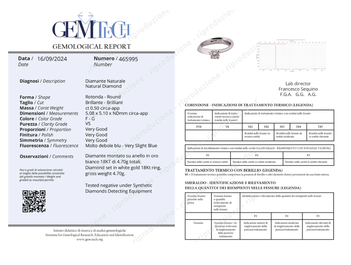 Anello - 18 carati Oro bianco - 0.50ct. tw. Diamante (Naturale)