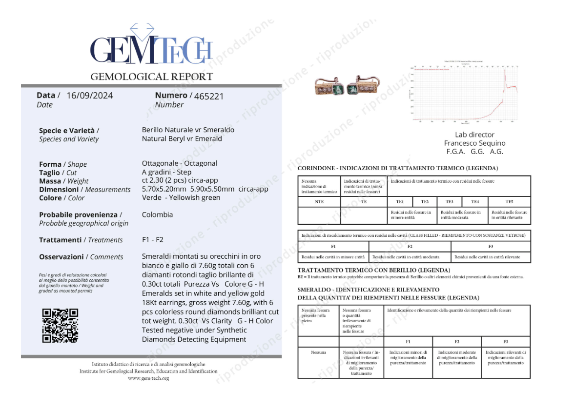 Orecchini - 18 carati Oro giallo - 2.60ct. tw. Smeraldo - Diamante