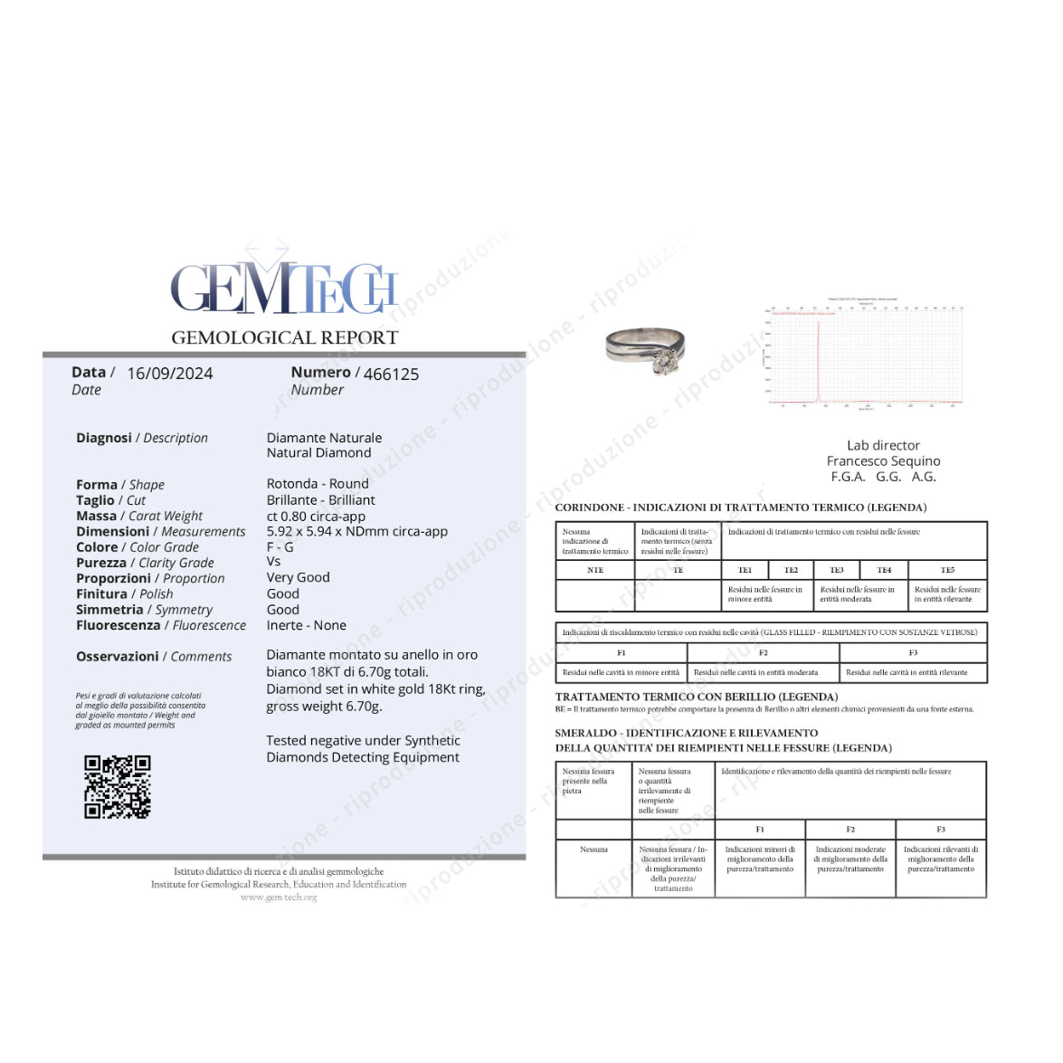 Anello - 18 carati Oro bianco - 0.80ct. tw. Diamante (Naturale)