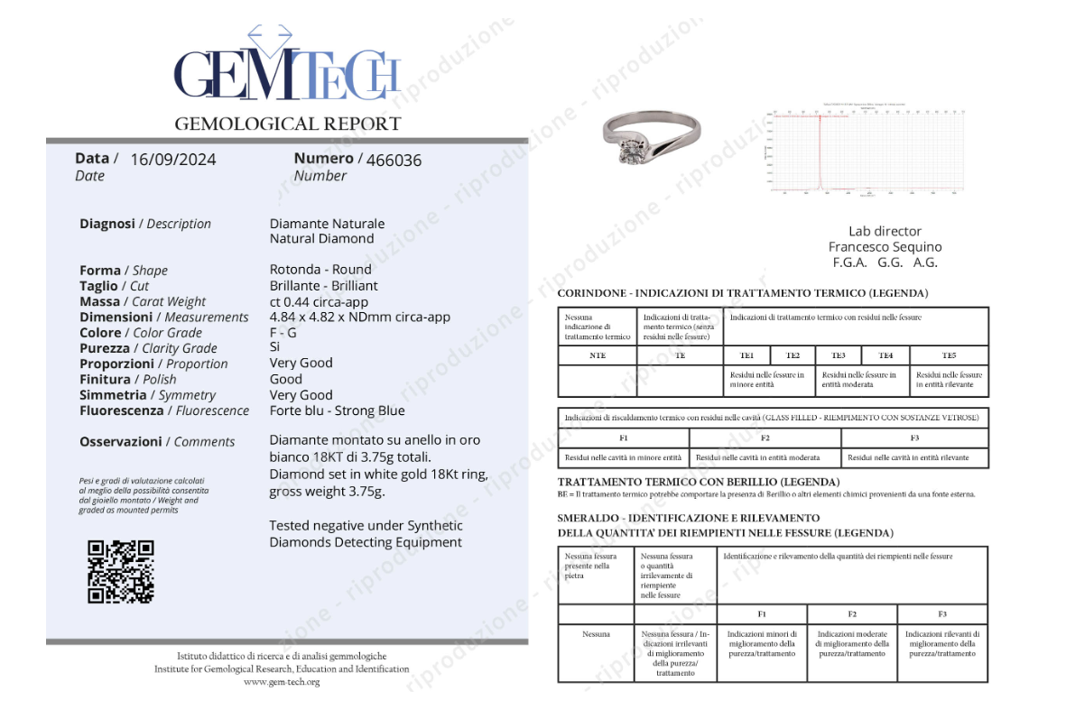 Anello - 18 carati Oro bianco - 0.44ct. tw. Diamante (Naturale)