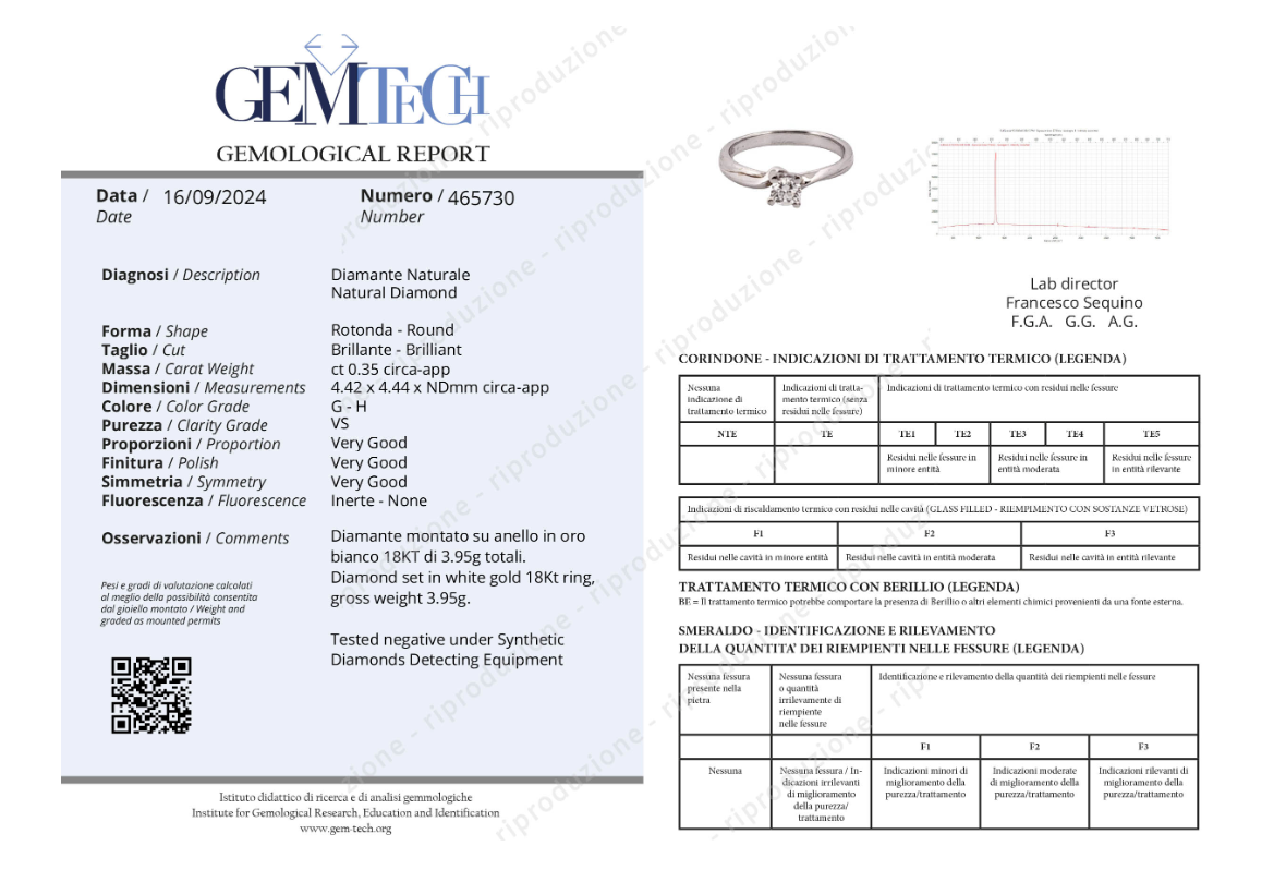 Anello - 18 carati Oro bianco - 0.35ct. tw. Diamante (Naturale)