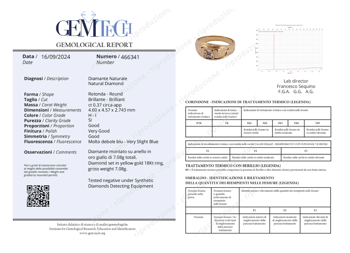 Anello - 18 carati Oro giallo - 0.37ct. tw. Diamante (Naturale)