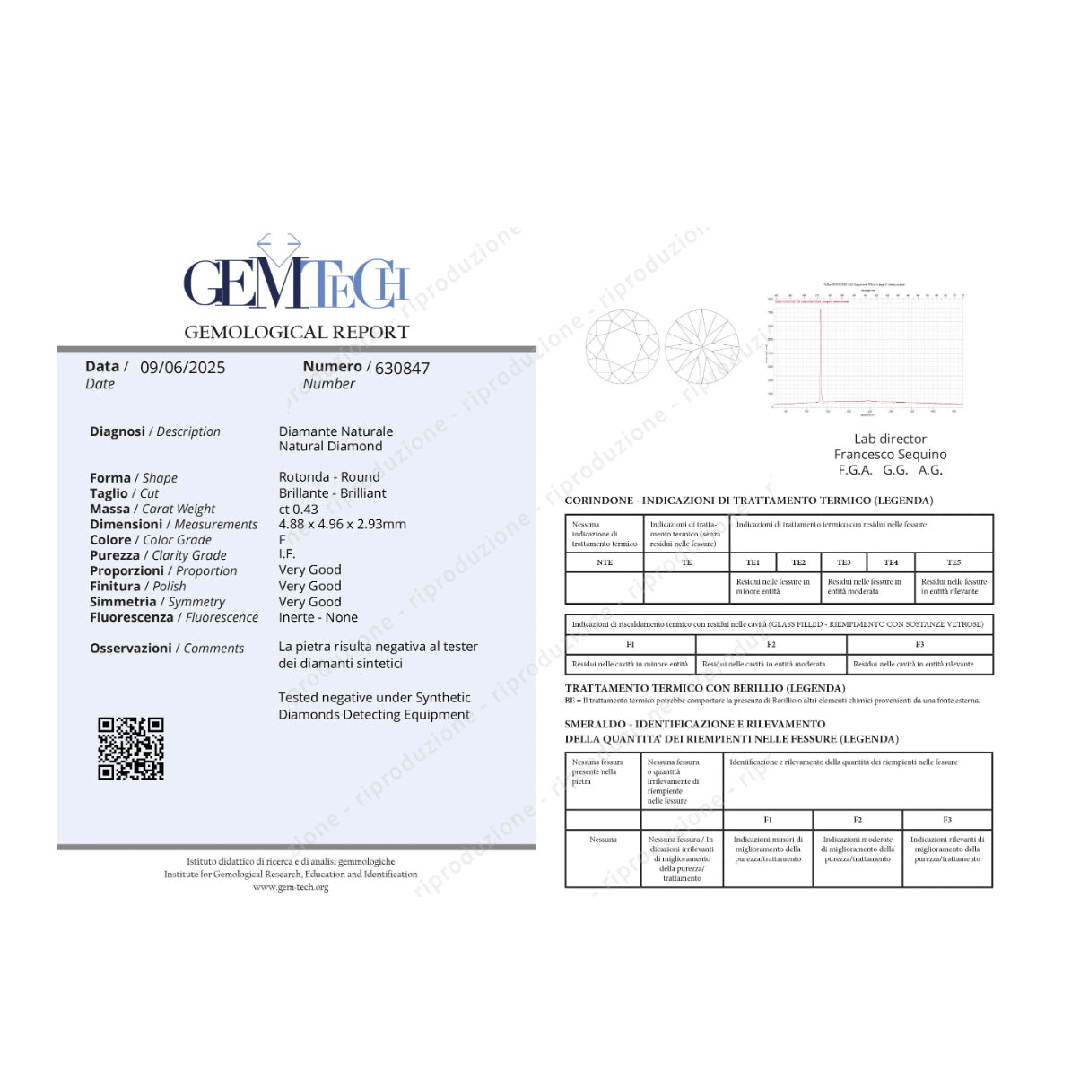 Diamante (Naturale) - 0.43 ct - Rotondo - Istituto Gemmologico Italiano (IGI)