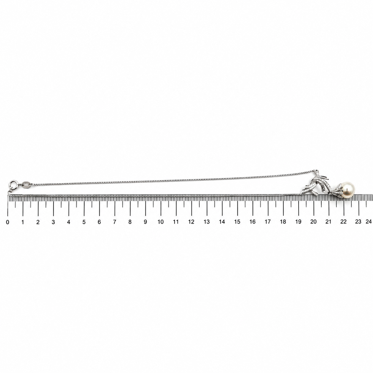 Collana - 18 carati Oro bianco Perla - Diamante - Made in Italy - Handmade