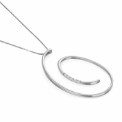 Collana con ciondolo - 18 carati Oro bianco - 0.05ct. tw. Diamante (Naturale)