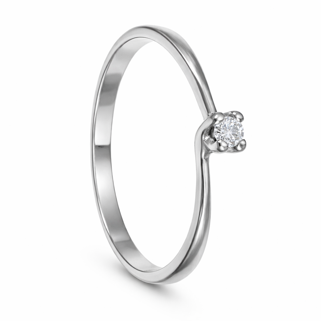 Anello - 18 carati Oro bianco - 0.05ct. tw. Diamante (Naturale)