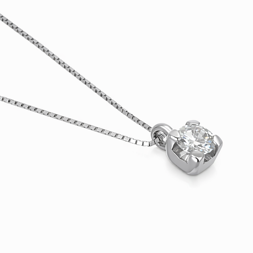 Collana con ciondolo - 18 carati Oro bianco - 0.18ct. tw. Diamante (Naturale)